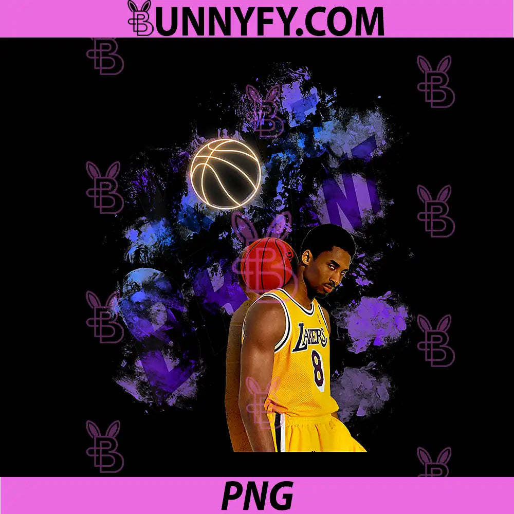 Kobe Bryant Lakers 8 PNG, Basketball Legend Art PNG