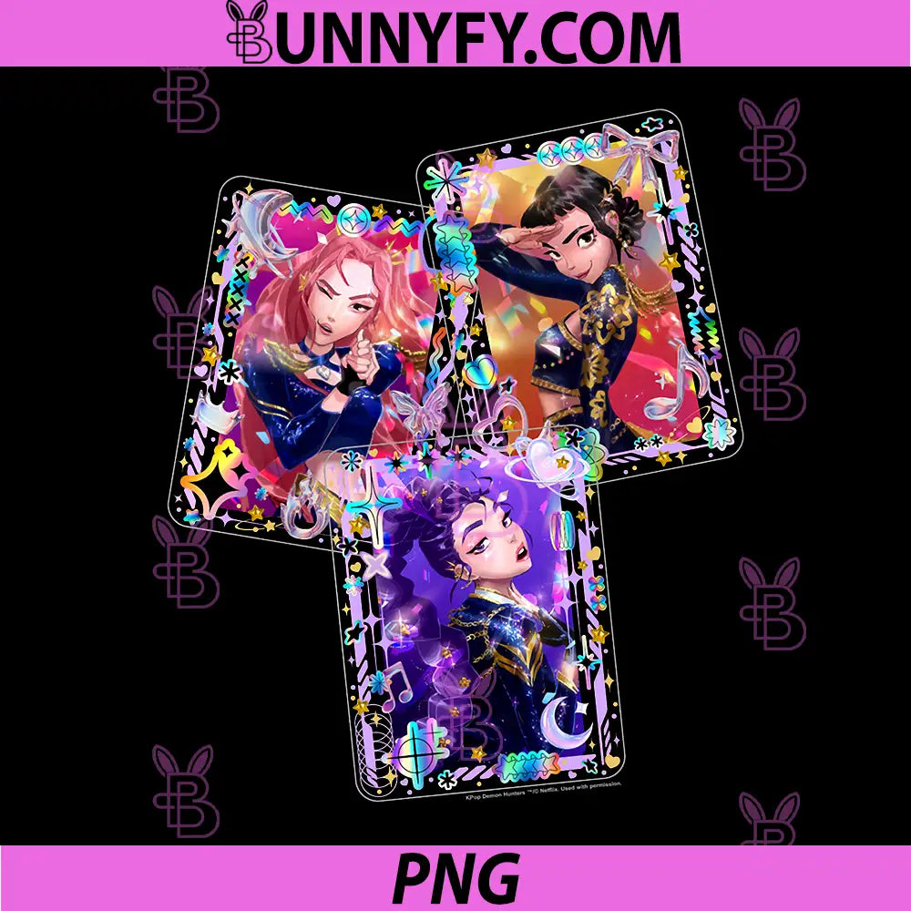 Kpop Demon Hunters PNG, Huntrix Deco Photocards PNG