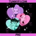 Kpop Demon Hunters PNG, Huntrix Heart Frame Zoey Rumi and Mira PNG 