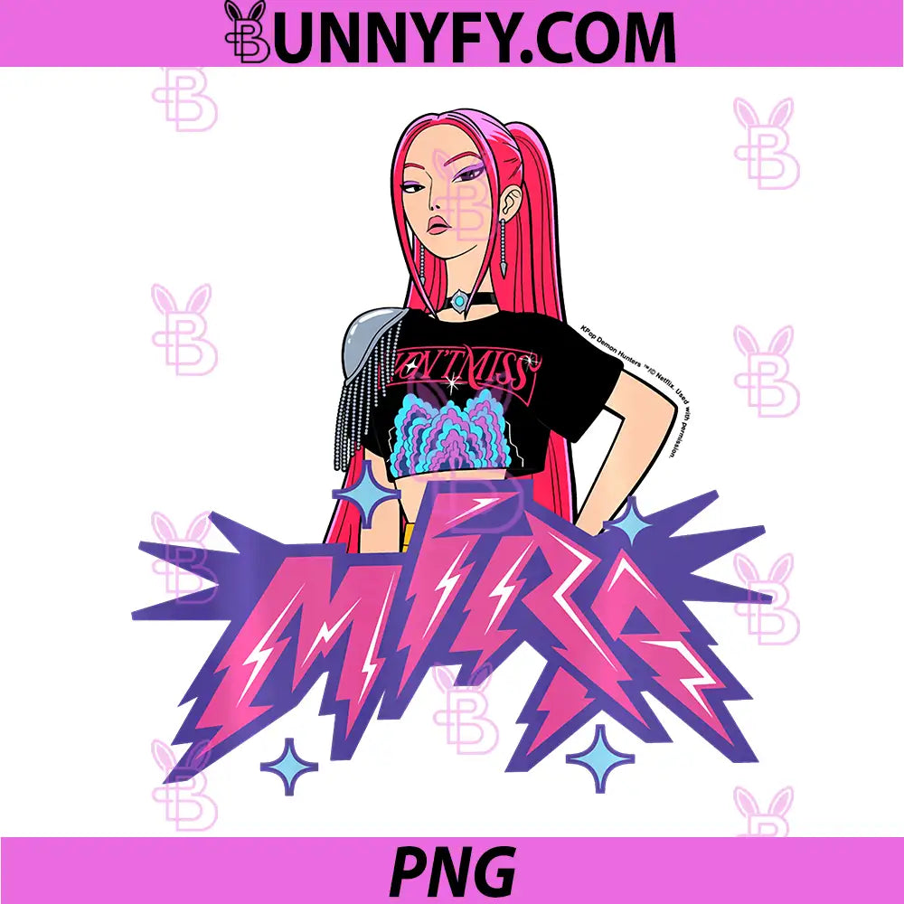 Kpop Demon Hunters PNG, Huntrix Mira Electric Neon Pink Portrait PNG