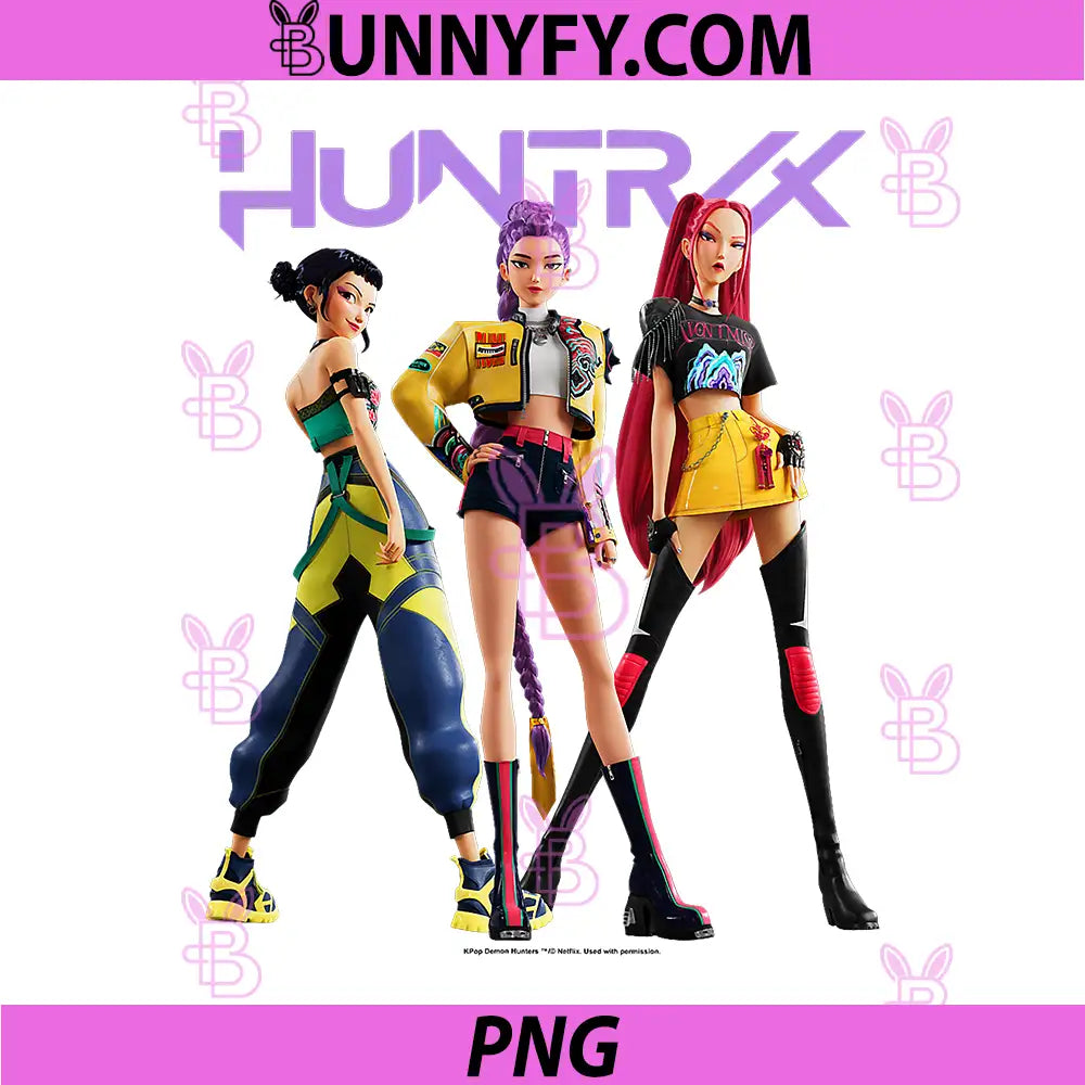 Kpop Demon Hunters PNG, Huntrix Mira Rumi & Zoey Posing PNG