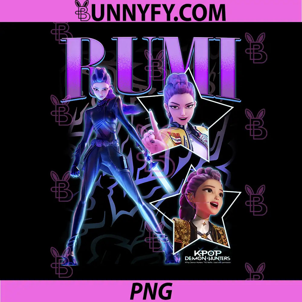 Kpop Demon Hunters PNG, Rumi Showcase Y2K Style Poster PNG