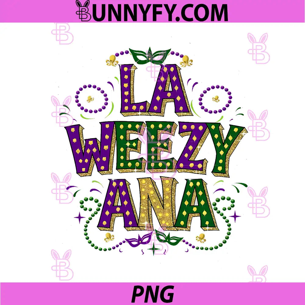 LA WEEZY ANA Mardi Gras PNG, Louisiana Carnival Retro Art PNG