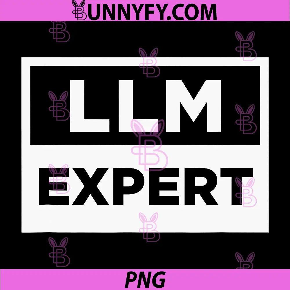LLM Expert Bold Typography PNG, Minimal Black White Tech Design PNG