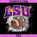 LSU Tigers Football PNG, Vintage 90's Fireworks PNG