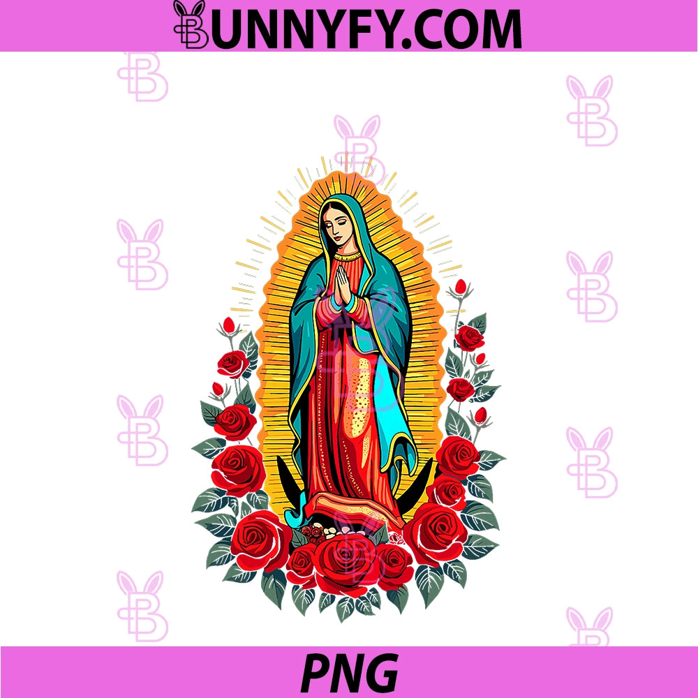 La Virgen De Guadalupe Surrounded PNG, By Roses PNG