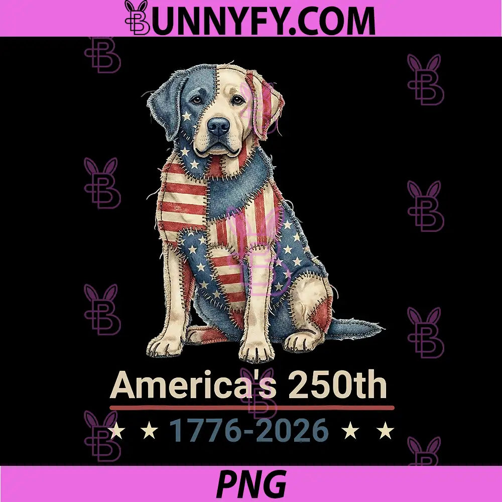 Labrador America’s 250th PNG, Anniversary 1776-2026 Patriotic Dog PNG