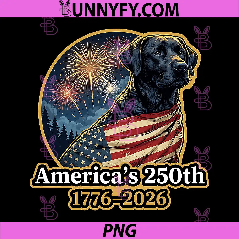 Labrador Dog 250 America PNG, Years of Freedom 1776 2026 PNG