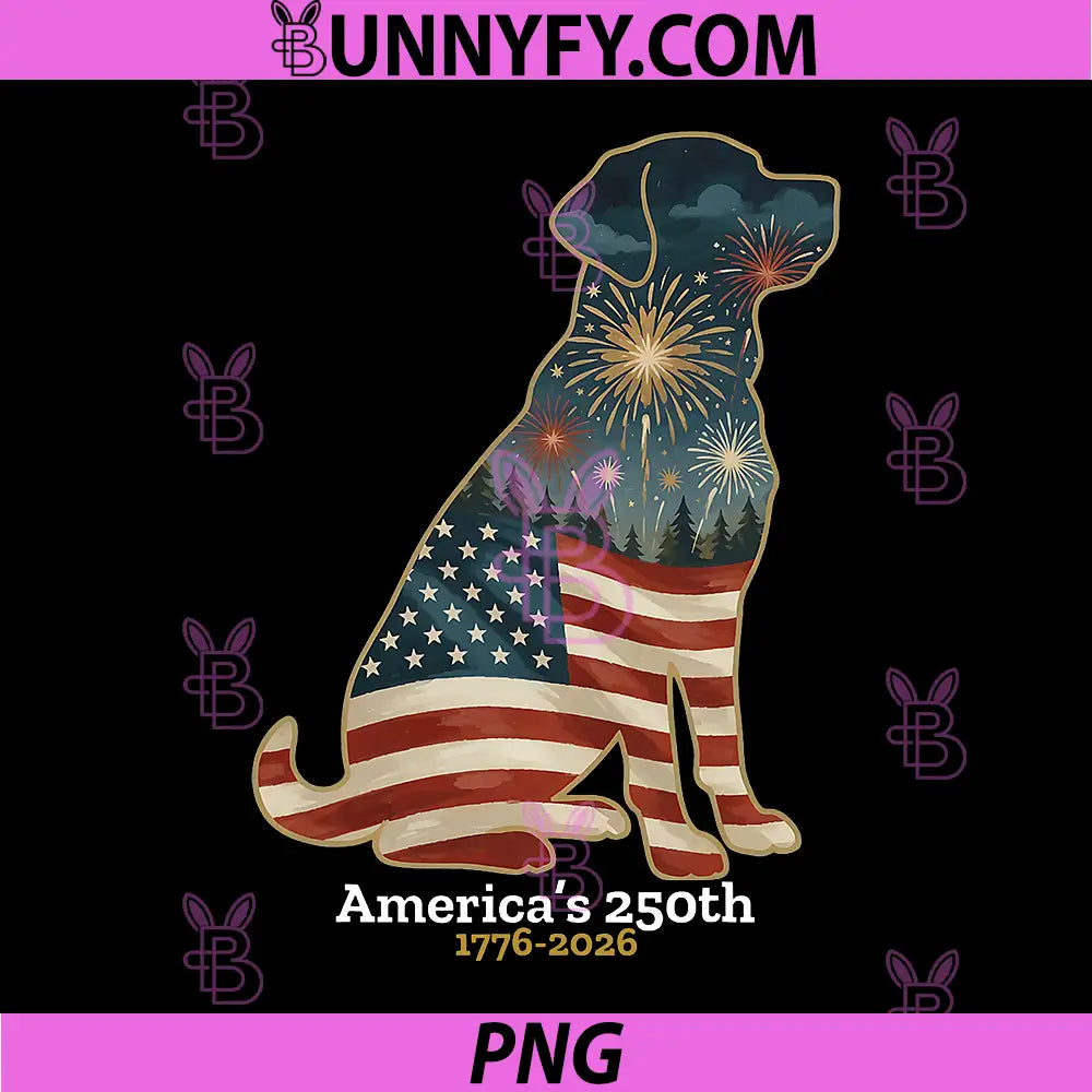 Labrador Retriever Americas 250th PNG, Patriotic Dog Fireworks PNG
