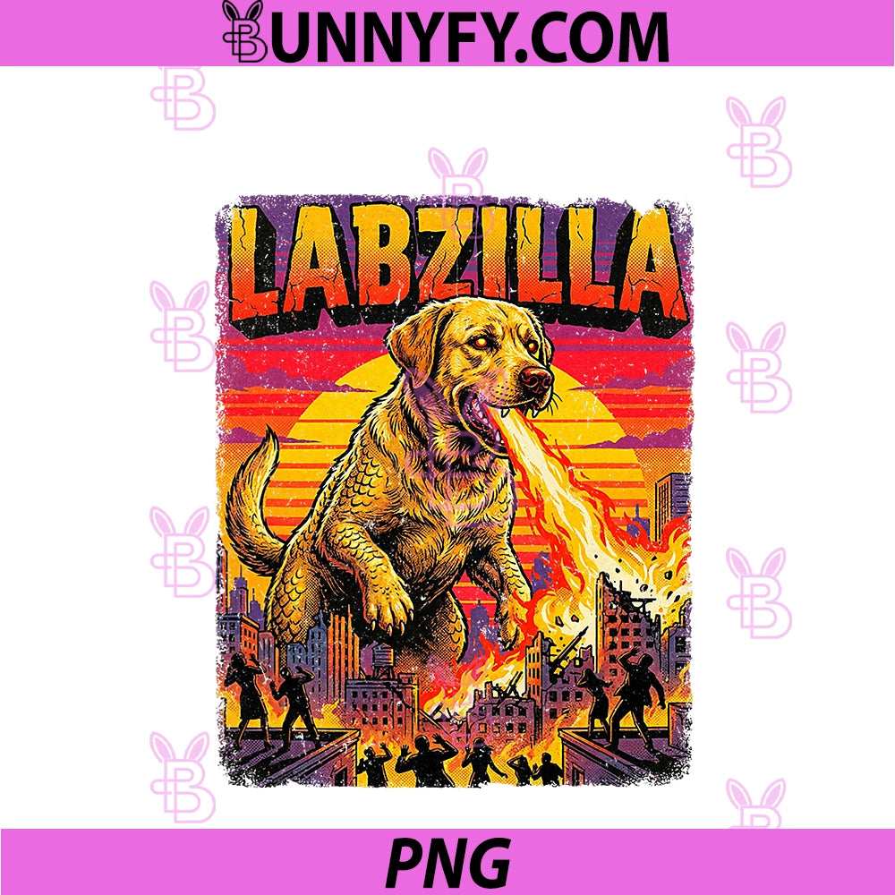Labzilla Giant Yellow PNG, Labrador Retriever Dog Monster Parody PNG