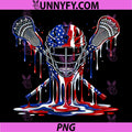Lacrosse Drip American Flag PNG, Lax Helmet Sticks 4th of July PNG