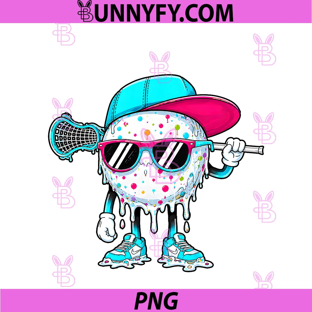 Lacrosse Drip Ice Cream PNG, Lax Helmet Sticks Sport Boy Players PNG