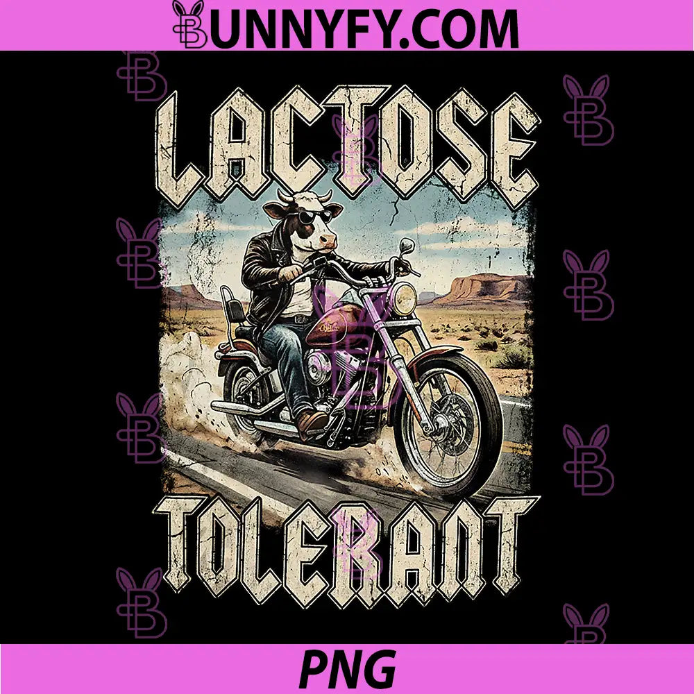 Lactose Tolerant PNG, Funny Dairy Farmer Motorcycle Graphic PNG