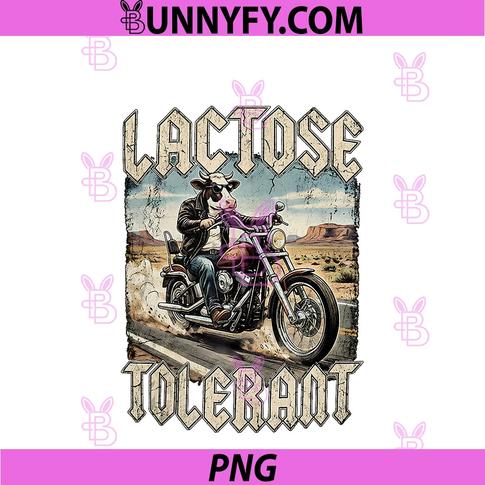 Lactose Tolerant PNG, Funny Dairy Farmer Motorcycle Graphic PNG