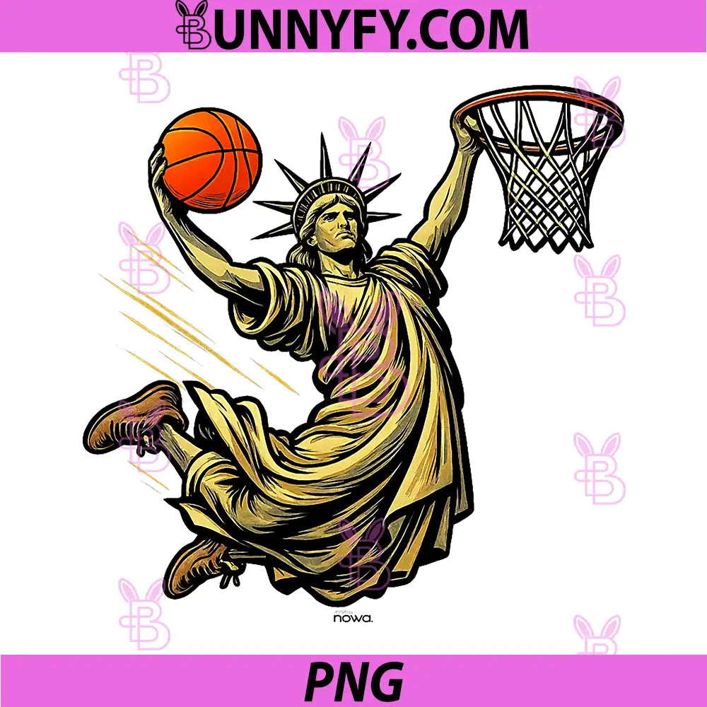 Lady Liberty Basketball PNG, Dunk ONE Hand ON The Rim Comic PNG