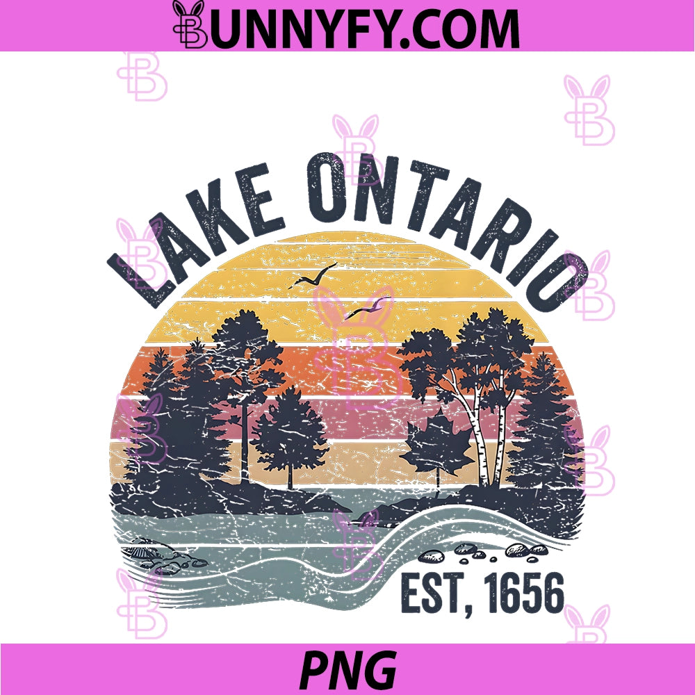 Lake Ontario EST 1656 PNG, Retro Stripe PNG