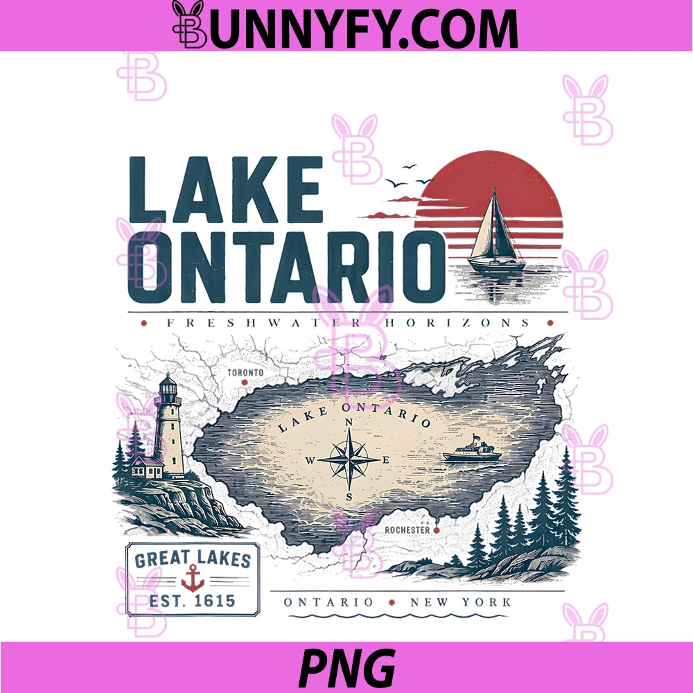 Lake Ontario Map PNG, Vintage Lake Ontario Est 1615 PNG