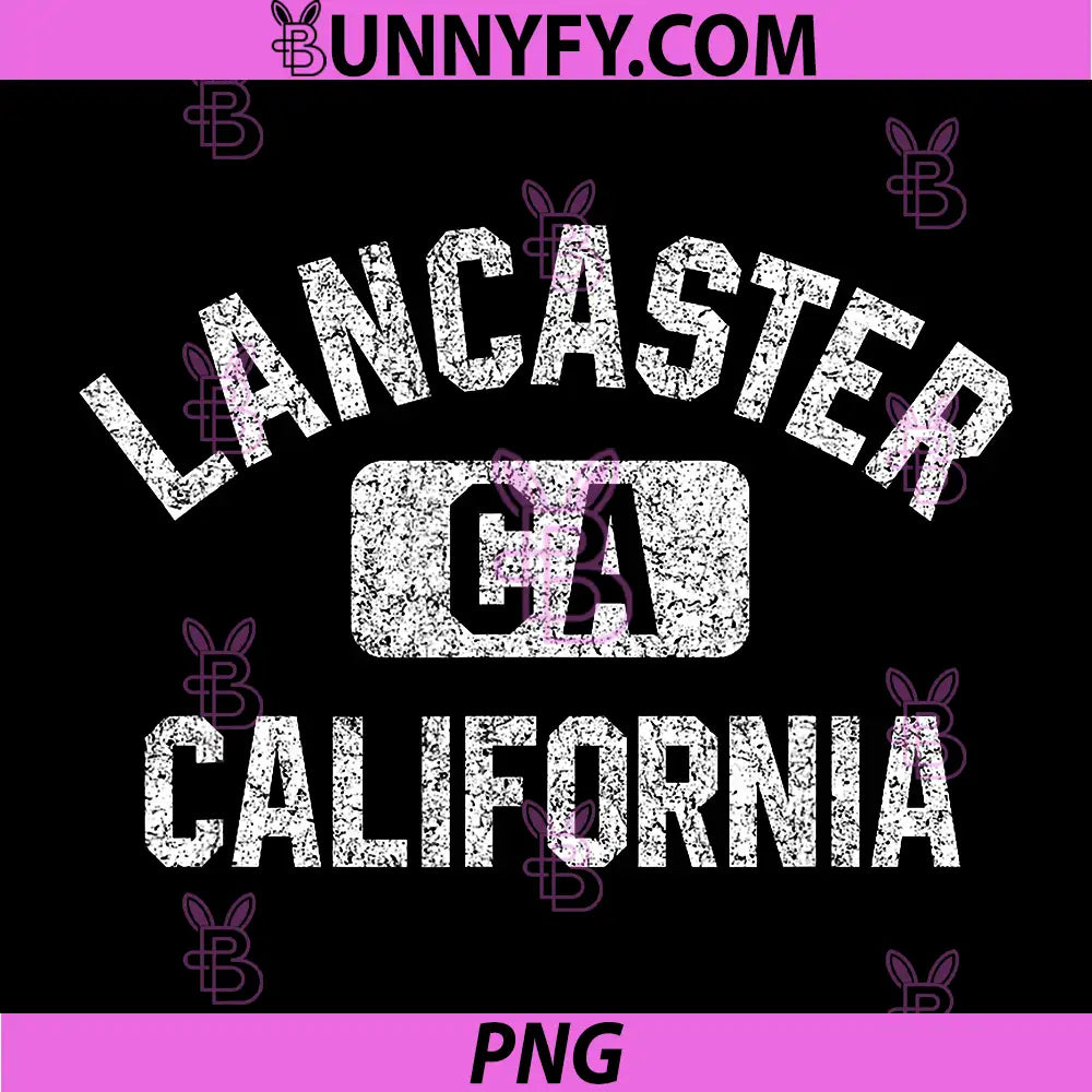 Lancaster California PNG, Gym Style Distressed White Print PNG