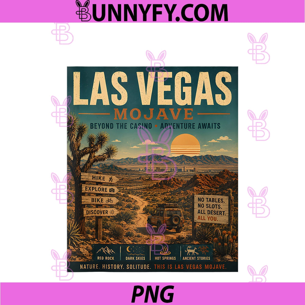 Las Vegas PNG, Mojave Desert Hiking Adventure Vintage PNG