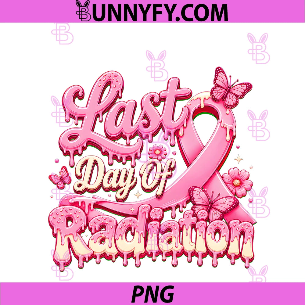 Last Day Of Radiation PNG, Breast Cancer Butterfly Drip Ice Cream PNG