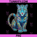 Latino Jaguar Azul Design PNG, Colorful Leopard Art Mexican Folk PNG