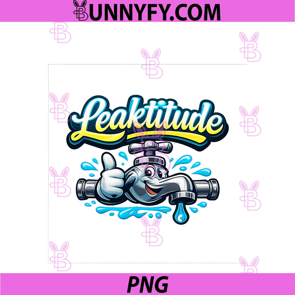 Leaktitude PNG, Plumber Pipe Pun Faucet Thumbs Up Graphic PNG
