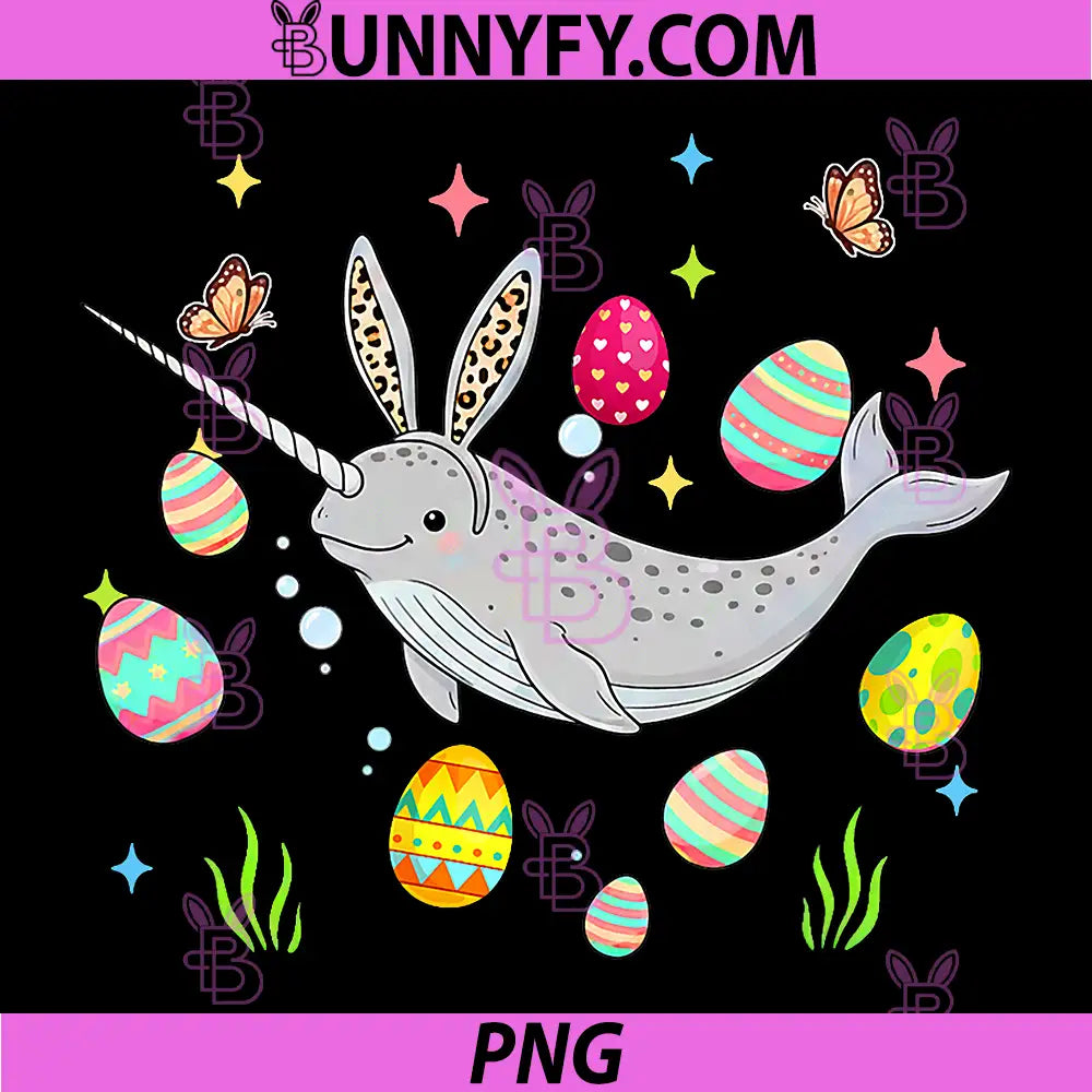 Leopard Bunny Narwhal PNG, Hunting Chocolate Eggs Easter PNG