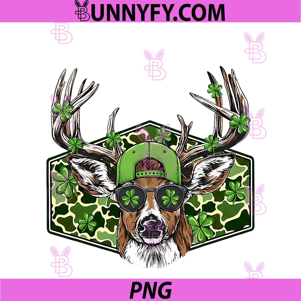 Leopard Camo Deer Hunting St. Patrick’s Day PNG, Lucky Shamrock PNG