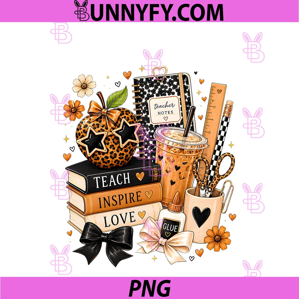 Leopard Teacher Apple School PNG, Supplies Back To School PNG