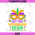 Let The Shenanigans Begin PNG, Mardi Gras Beads Mask Feather PNG