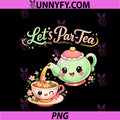 Lets Par-Tea PNG, Kawaii Chibi Teapot Floral Brew PNG