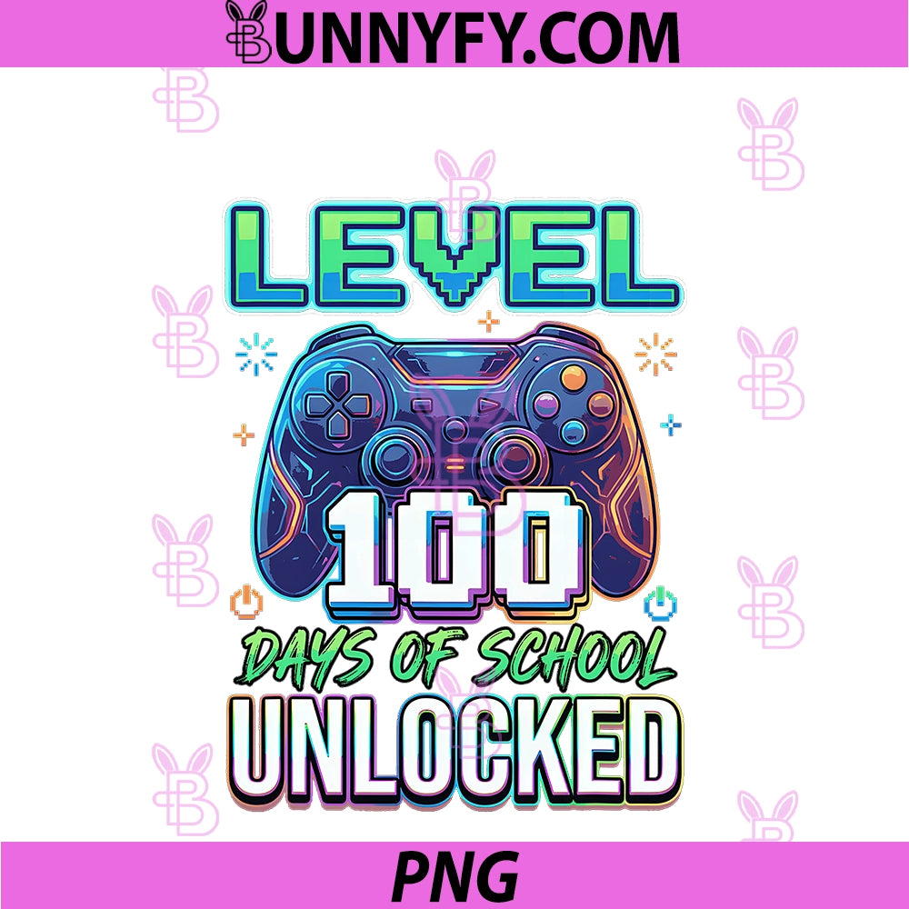 Level 100 Days Of School Unlocked PNG, Video Gamer Controller PNG