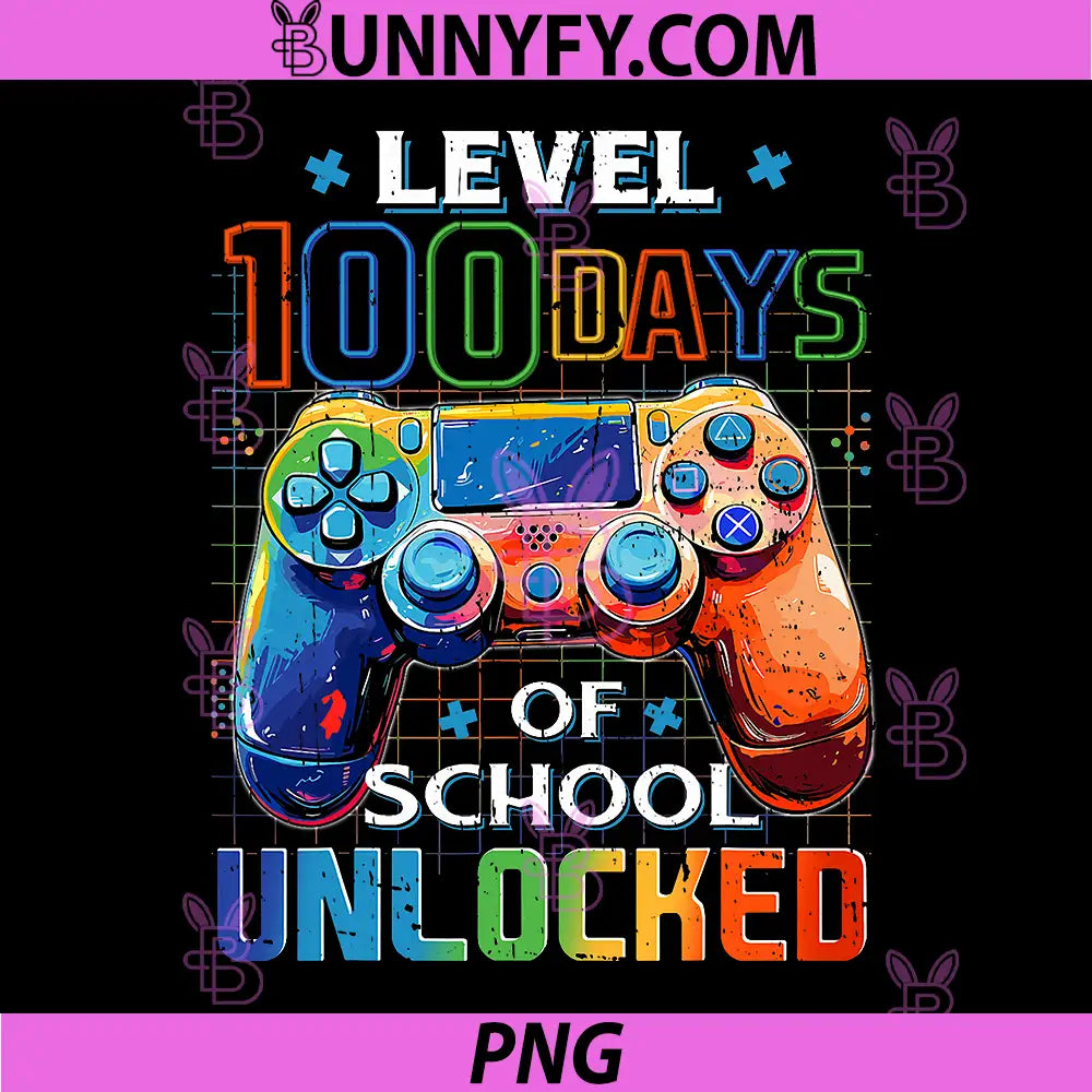 Level 100 Days of School PNG, Unlocked Gamer Video Games PNG