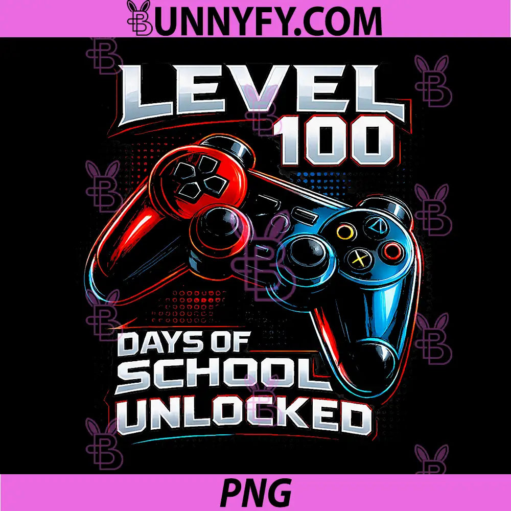 Level 100 Days of School Unlocked PNG, Gamer Video Games PNG