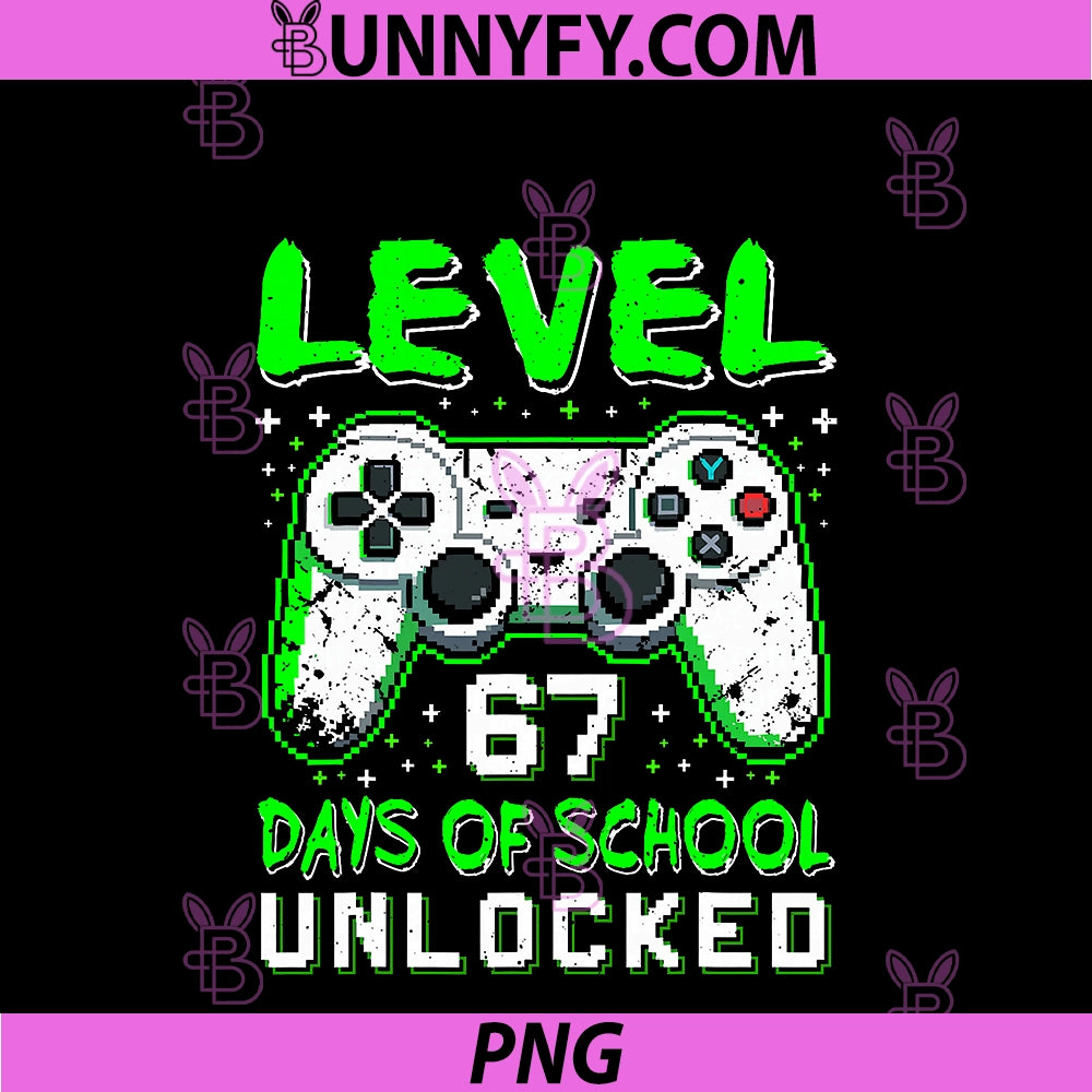 Level 67 Days Of School Unlocked Boys PNG, 67th Day Of School PNG