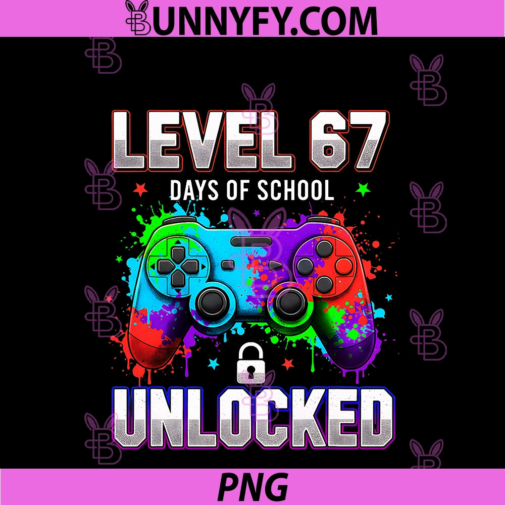 Level 67th Days Of School Unlocked PNG, Gamer Video Games PNG