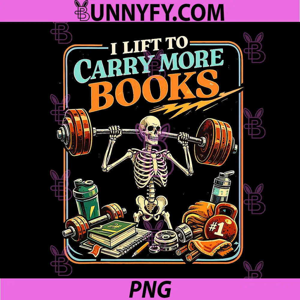 Lifting to Hold More Books PNG, Deadlift Skeleton Reader Workout PNG
