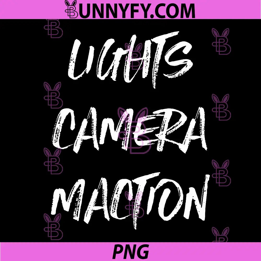 Lights Camera Maction Typography Quote PNG, Movie Action Text PNG