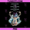 Listen To The Wind Inspirational Quote PNG, Deer Watercolor Art PNG