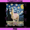 Llama Starry Night Funny PNG, Van Gogh Painting Llama Performance PNG