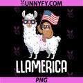 Llamerica USA Flag Patriotic PNG, Llama Sloth 4th of July PNG