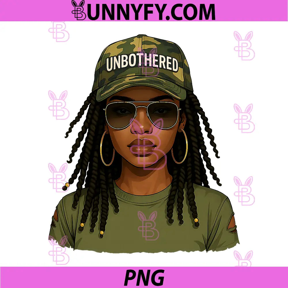 Unbothered Black Girl With Locs Art PNG, Melanin Queen PNG