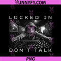 Locked In Don't Talk PNG, Gamer Cat Focus Meme Humor Design PNG