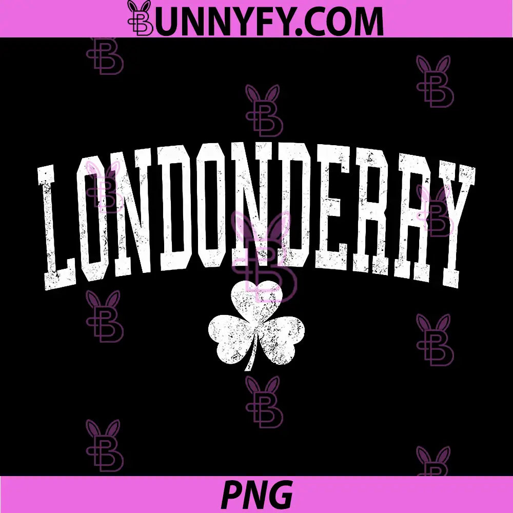 Londonderry Ireland PNG, St Patricks Day Distressed Shamrock PNG