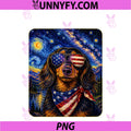 Long Hair Dachshund Dog PNG, Wearing USA Flag Glasses American PNG