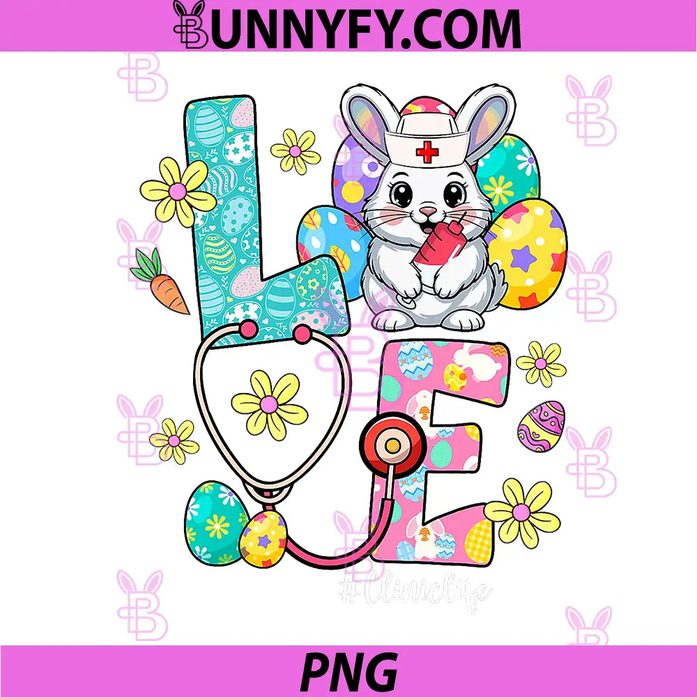 Love Clinic Life Bunny PNG, Stethoscope Easter PNG
