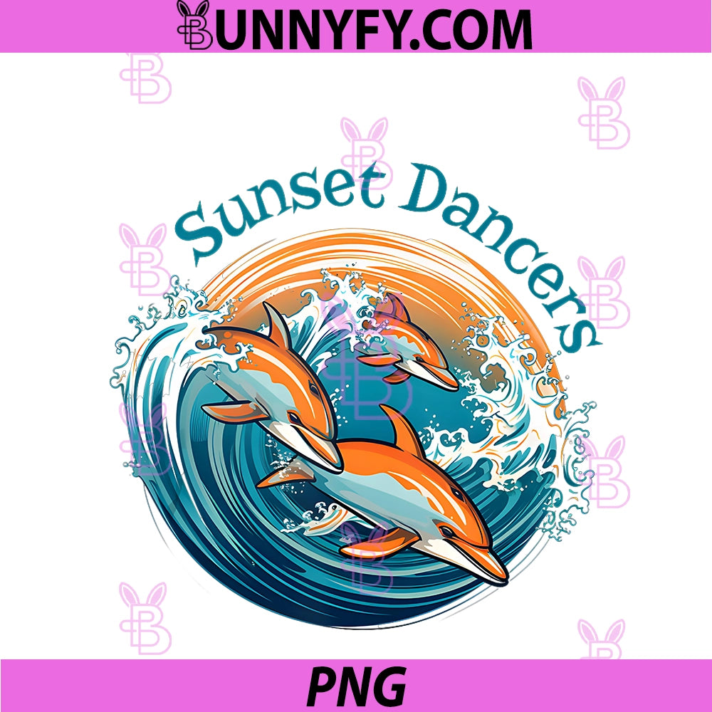 Love Dolphins Surfing Waves PNG, Sunset Dancers Ocean Surfers PNG