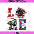 Love English Bulldog Dog PNG, American Flag 4th Of July PNG