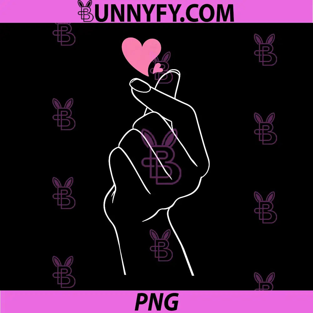 Love K-Pop Finger Heart Art PNG, Cute Korean Finger Heart PNG