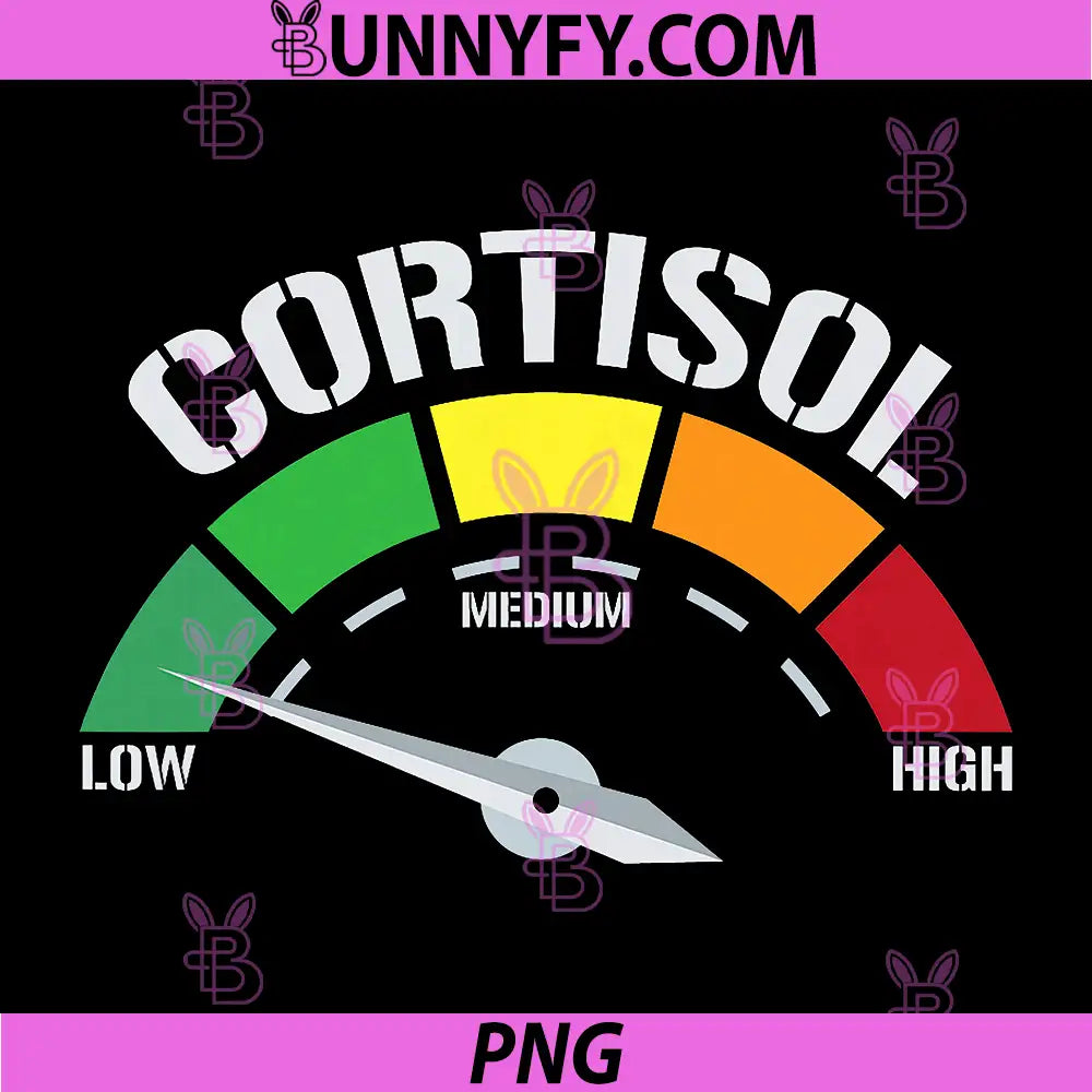 Cortisol Level Meter PNG, Low Medium High Stress Gauge Funny Design PNG